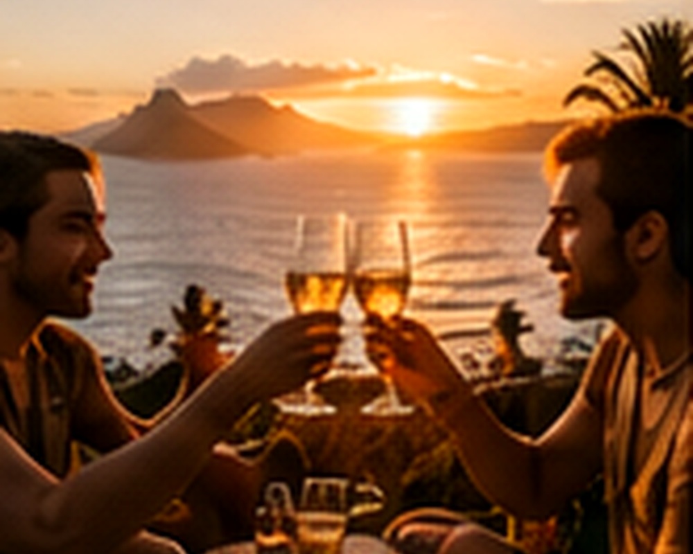 Sunset social travel moment